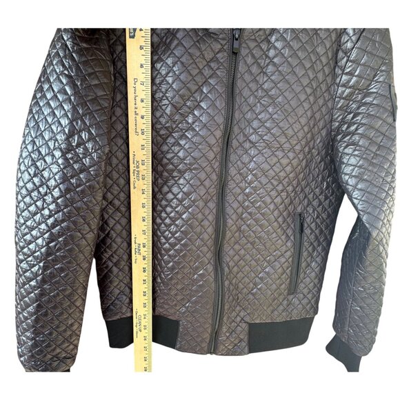 Maceoo Mens Size XL Park MGM Quilted Bomber Jacket Black Zip Closure Pockets - Picture 8 of 10